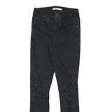 LEVI'S 721 Womens Jeans Black Slim Skinny Denim Raw W24 L27 Distressed