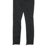 LEVI'S 721 Womens Jeans Black Slim Skinny Denim Raw W24 L27 Distressed