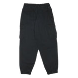 H&M Womens Cotton Blend Black Relaxed Cargo Trousers W28 L26 Drawstring Waist