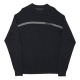 CALVIN KLEIN JEANS Mens Black Patterned Cotton Blend Jumper Crew Neck Basic Knit
