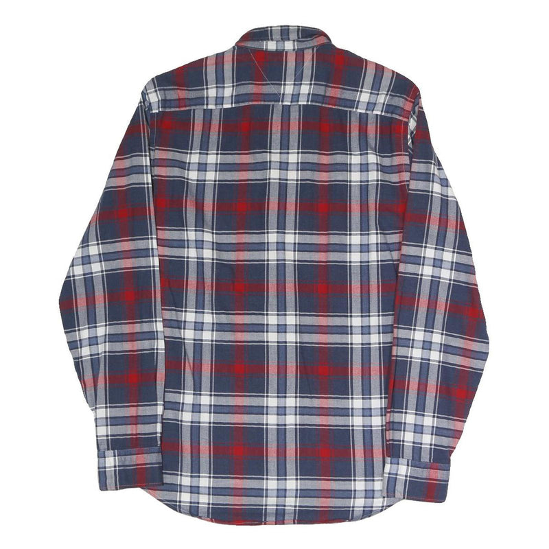 TOMMY HILFIGER Mens Blue & Red Check Shirt M Button-Down Collar Long Sleeve