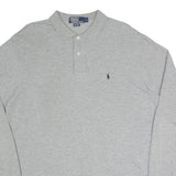 POLO RALPH LAUREN Mens Grey Long Sleeve Plain L Cotton Blend Polo Shirt