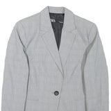ZARA Womens Grey Single Button Checked Jacket XS Polyester Blend Tailored Formal
