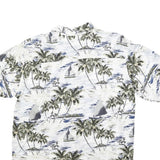 CHEROKEE Mens White & Green Printed Rayon Shirt M Tropical Palm Print