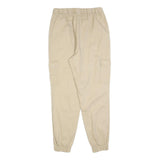 Beige Womens Relaxed Cotton Blend Cargo Trousers W28 L28 Elasticated Waist