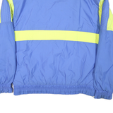 Mens Blue & Yellow Plain Jacket L Polyester Zip Casual Retro Sporty