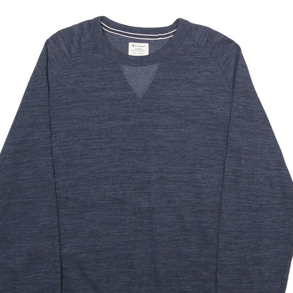 CHAMPION Mens Blue Crew Neck L Cotton Blend Pullover Sweatshirt Classic Style