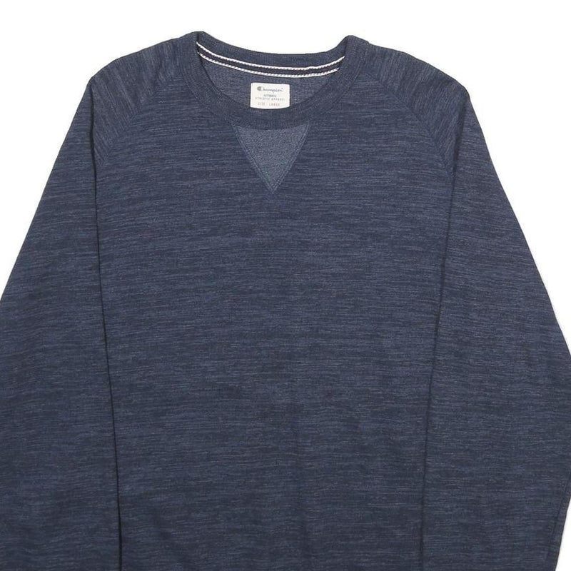 CHAMPION Mens Blue Crew Neck L Cotton Blend Pullover Sweatshirt Classic Style