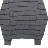 TOMMY HILFIGER Mens Grey & Navy Striped Pattern Cotton Blend Jumper V-Neck Basic