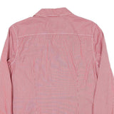 TOMMY HILFIGER Womens Red Striped Shirt L Button Front Classic Collar Cotton