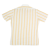 CLUB Mens White & Yellow Striped Cotton Blend Shirt M Summer Casual Short Sleeve