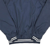 CLUB 21 Mens Navy Blue Varsity Jacket L Nylon Plain Button Closure Retro Style