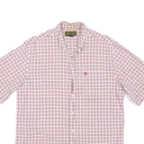 TIMBERLAND Mens Red & White Checked Shirt M Short Sleeve Cotton Blend Casual