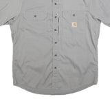 CARHARTT Mens Grey & Light Grey Work Shirt L Durable Cotton Blend Comfortable