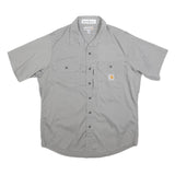 CARHARTT Mens Grey & Light Grey Work Shirt L Durable Cotton Blend Comfortable