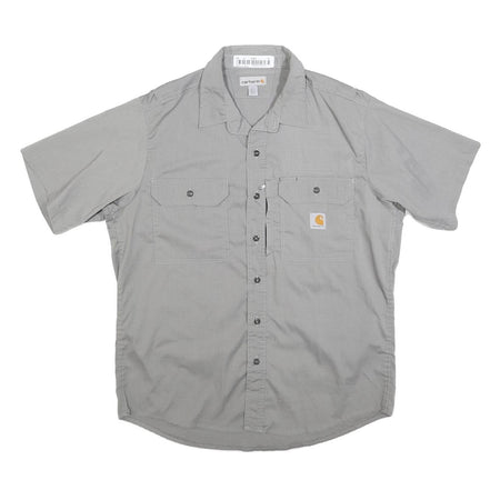 CARHARTT Mens Grey & Light Grey Work Shirt L Durable Cotton Blend Comfortable