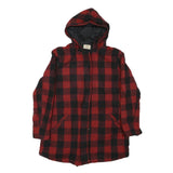 LEVI'S Mens Red & Black Check Jacket M Cotton Blend Zip Hooded Casual