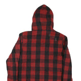 LEVI'S Mens Red & Black Check Jacket M Cotton Blend Zip Hooded Casual