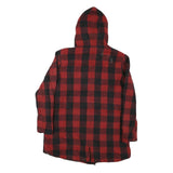 LEVI'S Mens Red & Black Check Jacket M Cotton Blend Zip Hooded Casual