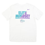 NIKE Mens White Blue & Purple Graphic T-Shirt M Short Sleeve Crew Neck Elite