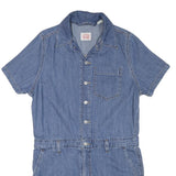 LEVI'S Womens Blue Denim Playsuit Cotton Blend M Button Front Casual Summer