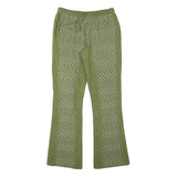 Womens Cotton Blend Green Patterned Regular Fit Straight Trousers W27 L28