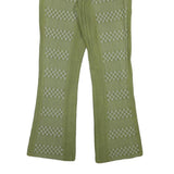 Womens Cotton Blend Green Patterned Regular Fit Straight Trousers W27 L28
