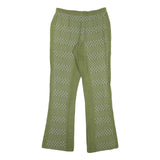 Womens Cotton Blend Green Patterned Regular Fit Straight Trousers W27 L28