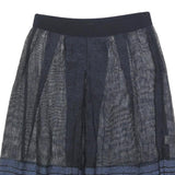 ELIE TAHARI Womens Blue & Black Pleated Midi Woven Skirt S Elegant Workwear