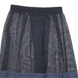 ELIE TAHARI Womens Blue & Black Pleated Midi Woven Skirt S Elegant Workwear