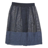 ELIE TAHARI Womens Blue & Black Pleated Midi Woven Skirt S Elegant Workwear