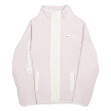 CHAMPION Womens Pink & White Logo Zip Fleece Jacket M Polyester Casual