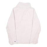 CHAMPION Womens Pink & White Logo Zip Fleece Jacket M Polyester Casual