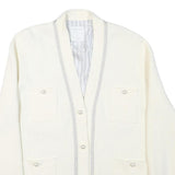 SANDRO Womens White Jacket M Polyester Blend Plain Button Vintage Chic