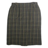 Womens Green Check Pencil Knee Length Cotton Blend Skirt M Classic Workwear