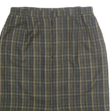 Womens Green Check Pencil Knee Length Cotton Blend Skirt M Classic Workwear