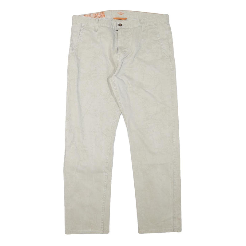 DOCKERS Mens Cotton Blend Beige Regular Fit Straight Leg Trousers W34 L29 Casual