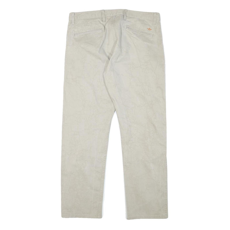 DOCKERS Mens Cotton Blend Beige Regular Fit Straight Leg Trousers W34 L29 Casual