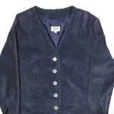 KIPPIE Womens Blue Leather Button Jacket UK 10 Plain Long Sleeve Classic