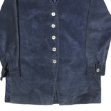 KIPPIE Womens Blue Leather Button Jacket UK 10 Plain Long Sleeve Classic