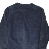 KIPPIE Womens Blue Leather Button Jacket UK 10 Plain Long Sleeve Classic