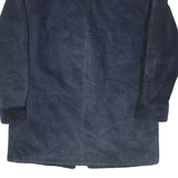 KIPPIE Womens Blue Leather Button Jacket UK 10 Plain Long Sleeve Classic