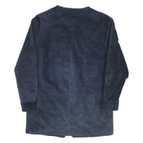 KIPPIE Womens Blue Leather Button Jacket UK 10 Plain Long Sleeve Classic