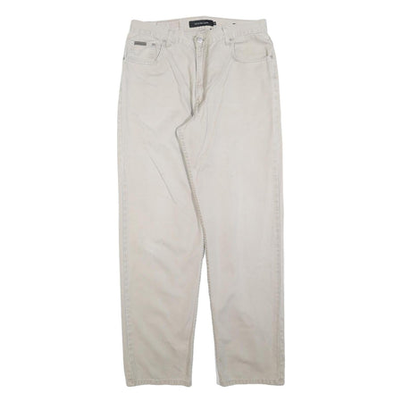 CALVIN KLEIN JEANS Mens Cotton Blend Beige Relaxed Straight Trousers W34 L32