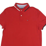 TOMMY HILFIGER Mens Red Polo Shirt M Cotton Short Sleeve Classic Fit
