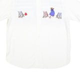 TENDENZA Womens White Beach Scene Printed Shirt L Summer Casual Holiday Style