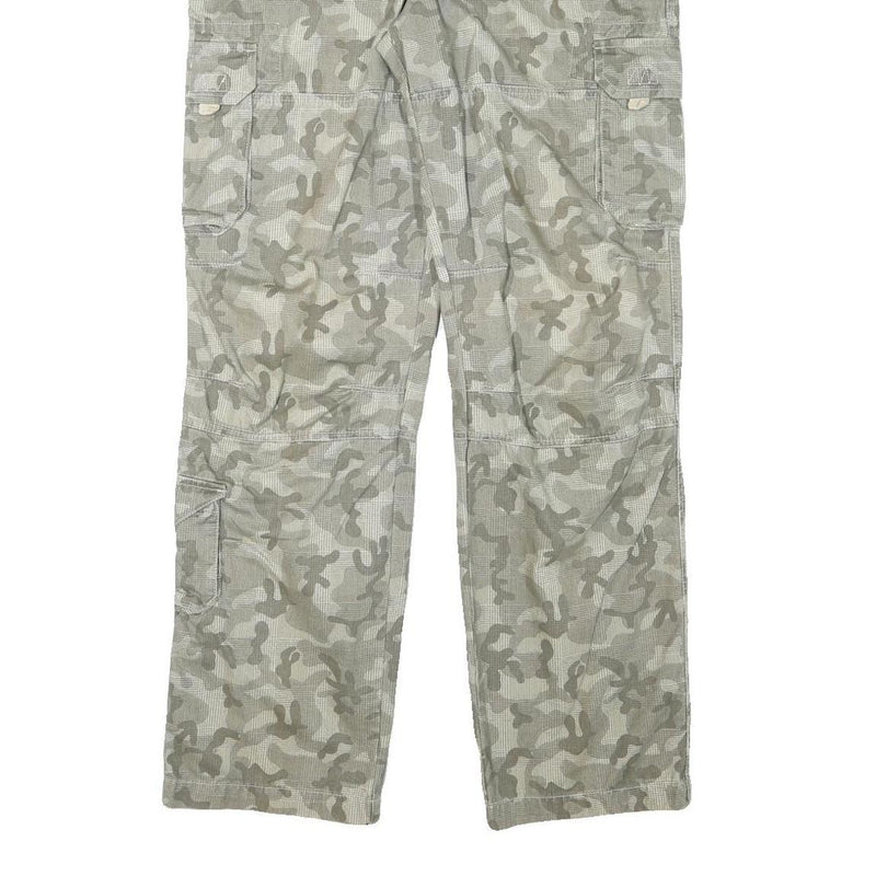 YOU Mens Cotton Blend Grey Camouflage Regular Cargo Trousers W34 L32 Belted