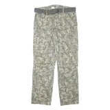 YOU Mens Cotton Blend Grey Camouflage Regular Cargo Trousers W34 L32 Belted