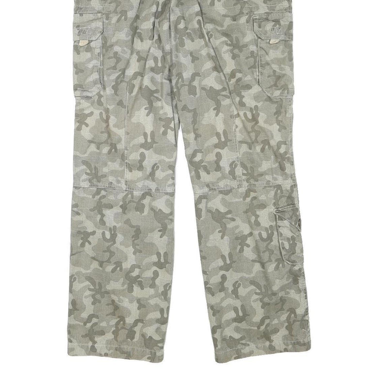 YOU Mens Cotton Blend Grey Camouflage Regular Cargo Trousers W34 L32 Belted