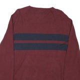 TOMMY HILFIGER Mens Maroon & Navy Patterned Jumper Crew Neck Basic Knit L Cotton